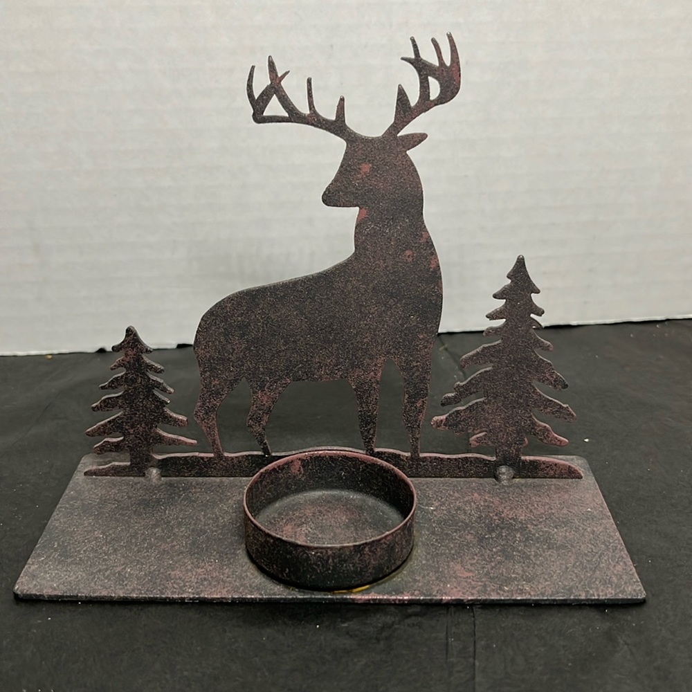 Rustic Country Style Brown Metal Deer Tealight candle holder